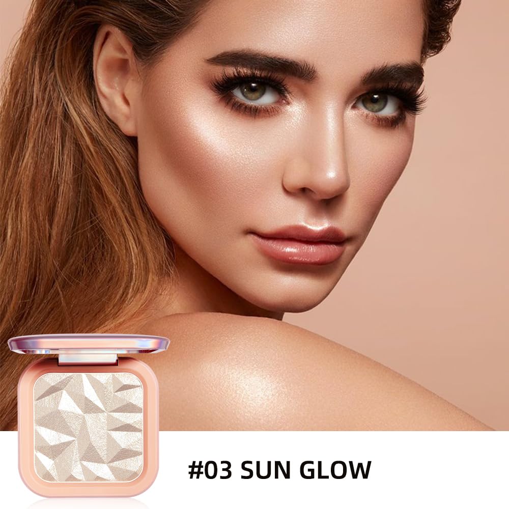 ELESSY Highlighter Makeup Palette Face Highlighter Palette Glitter Illuminator Highlighter Palette Shimmer Highlighter Powder Kit Highlight Makeup Palette -SUN GLOW