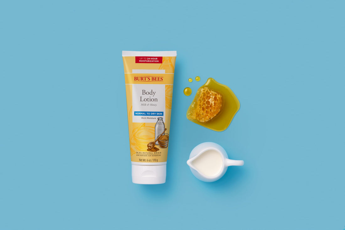 Burt's Bees, Body Lotion with Milk and Honey, Moisturizing Lotion for Normal to Dry Skin, 98.6% Natural Origin Skin Care, 6 oz Bottle (3-Pack)
