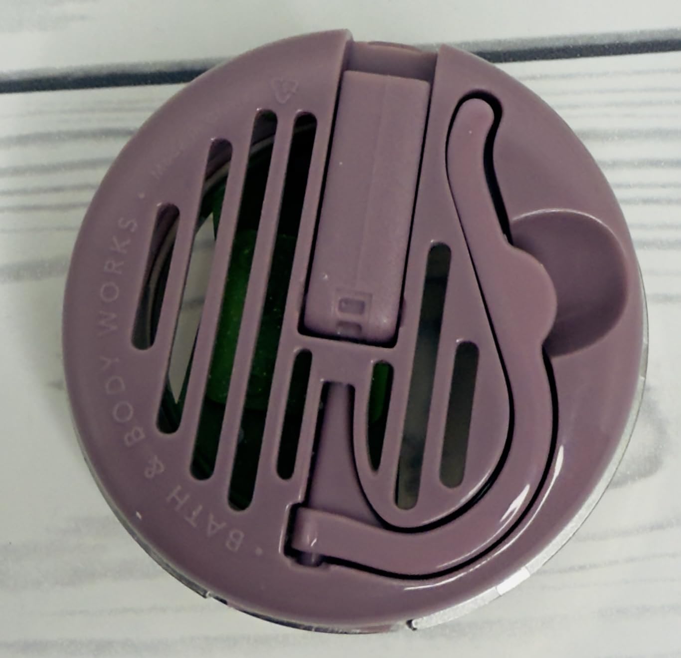 Bath and Body Works Cowgirl Boot White with Pink Flowers and Green Leaves Gold Trim Car Visor Fragrance Holder Easy To Open