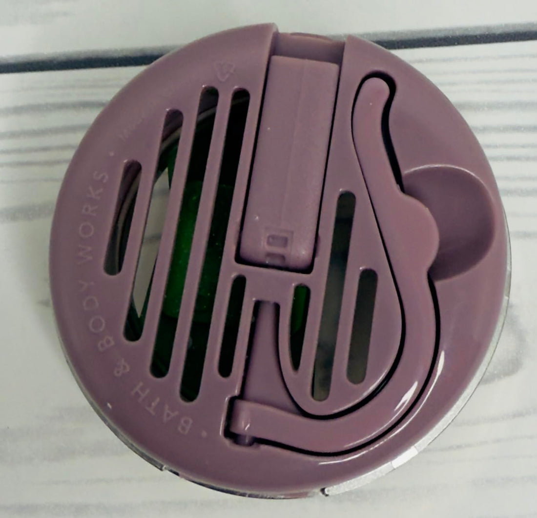 Bath and Body Works Cowgirl Boot White with Pink Flowers and Green Leaves Gold Trim Car Visor Fragrance Holder Easy To Open