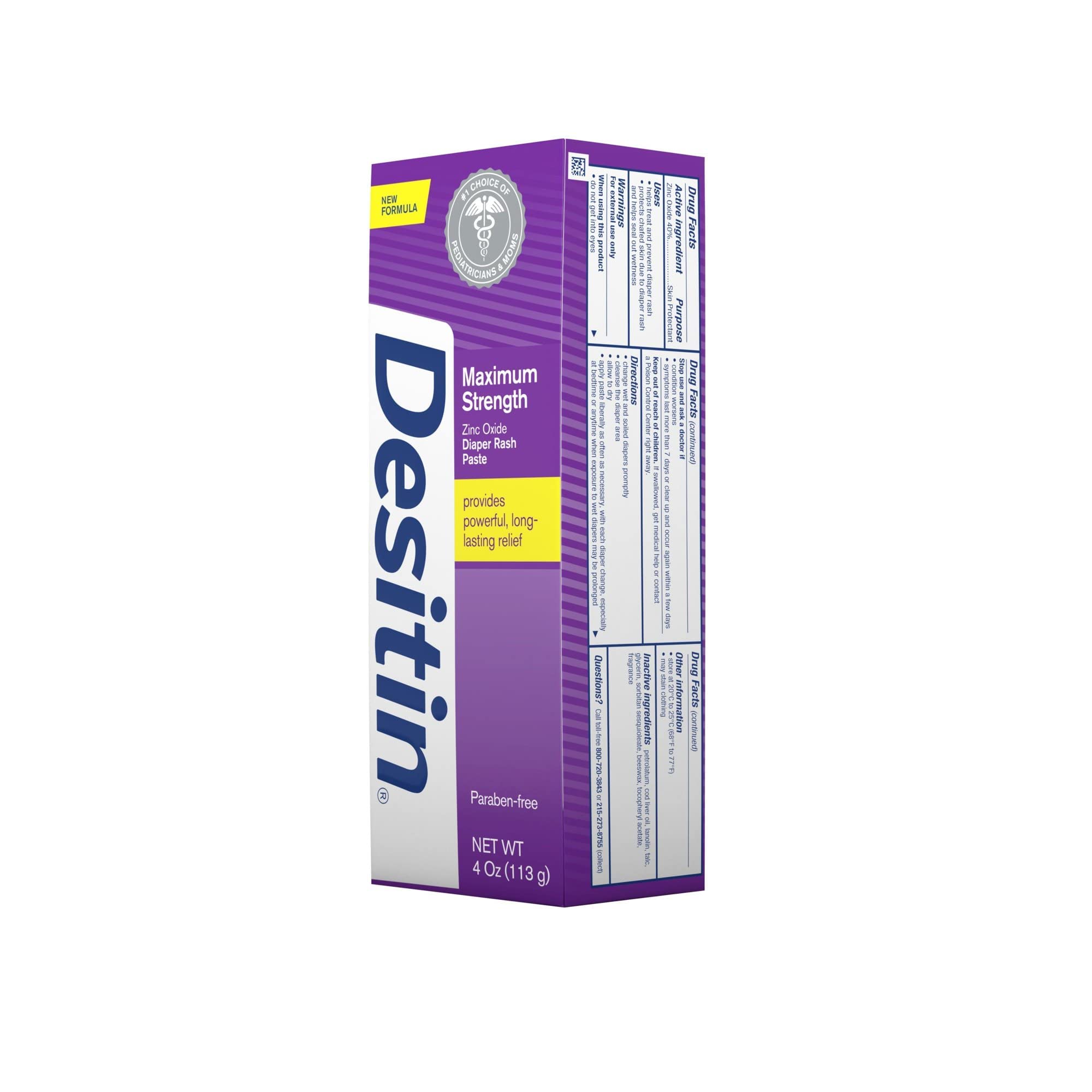 Desitin Maximum Strength Diaper Rash Paste 4 oz tube (Pack of 3)