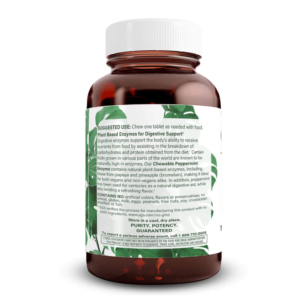 Natural Nutra Chewable Peppermint Digestive Enzyme Supplement, Help to Relieve Gas, Indigestion, and Other Digestive discomforts, Stomach Calmness, Papaya (Papain), Vegan and Vegetarian, 100 Tablets