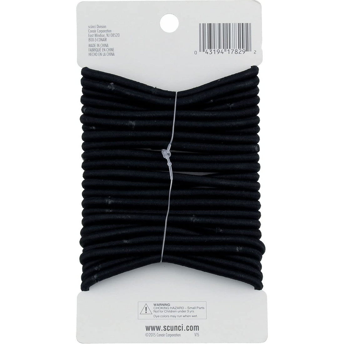 Scunci 1782903a048 Black No Damage Thin Elastics 24 Count