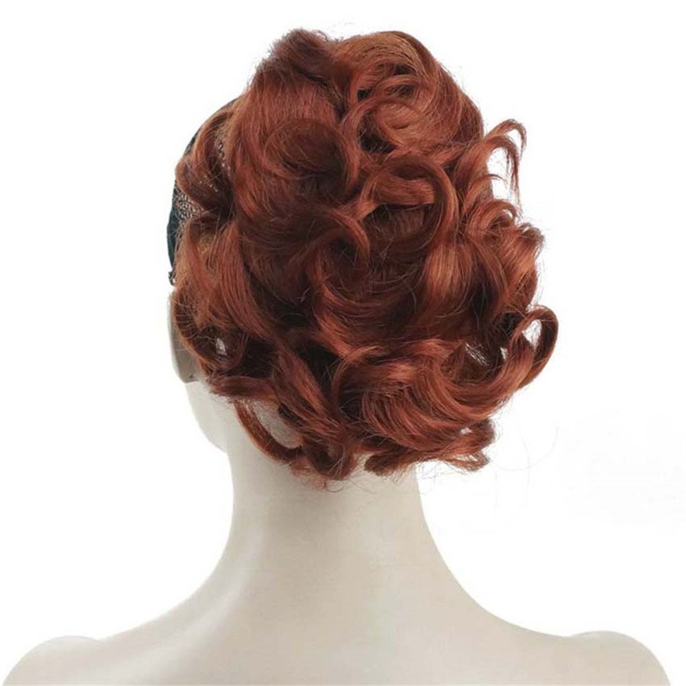 Aimole 6 Short Curly Synthetic Ponytail Clip in Claw Extensions 80g with a jaw/claw clip(130-Fox Red)