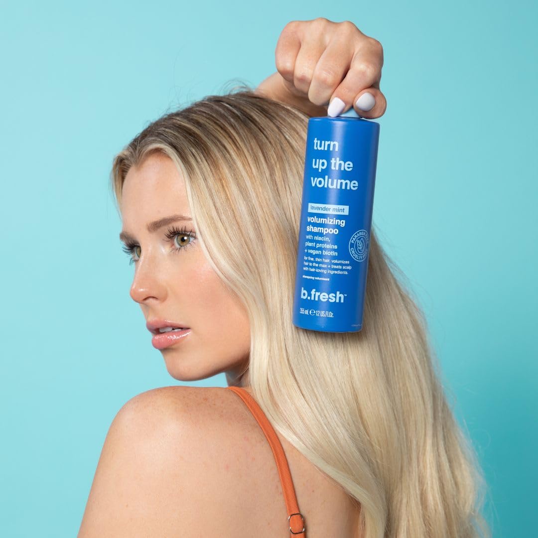 b.fresh Volumizing Shampoo | Turn Up The Volume - Add Volume to Fine, Thin Hair Types, Packed with Niacin, Plant Proteins, and Biotin for Growth, 12 Fl Oz