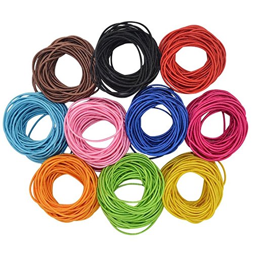 Coobbar 100pcs Women Elastic Hair Ties Band Ropes Ring Ponytail Holder (Red)