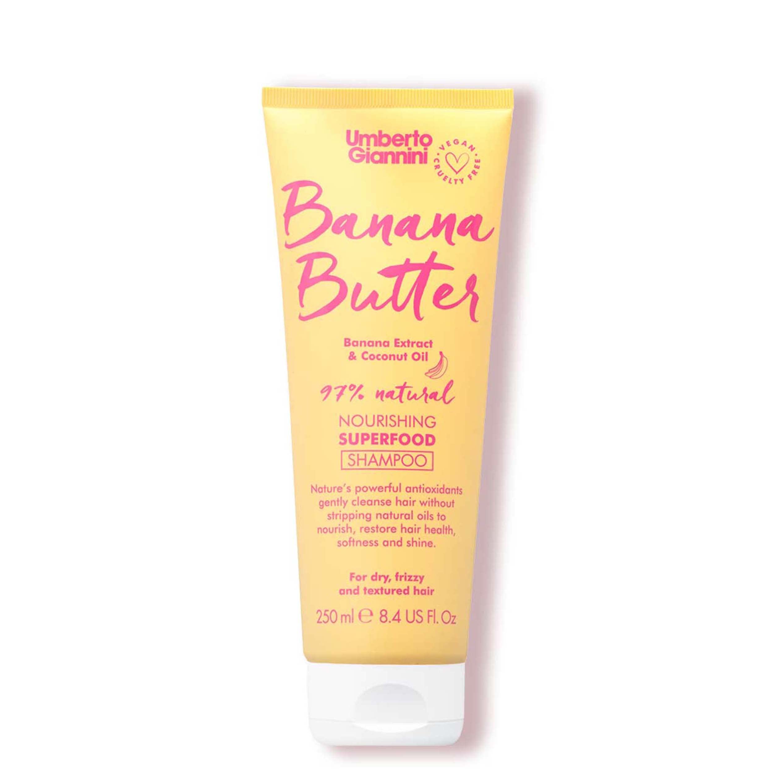 Umberto Giannini Banana Butter Nourishing Superfood Shampoo, Vegan & Cruelty Free Moisturising Formula for Dry, Textured or Frizzy Hair