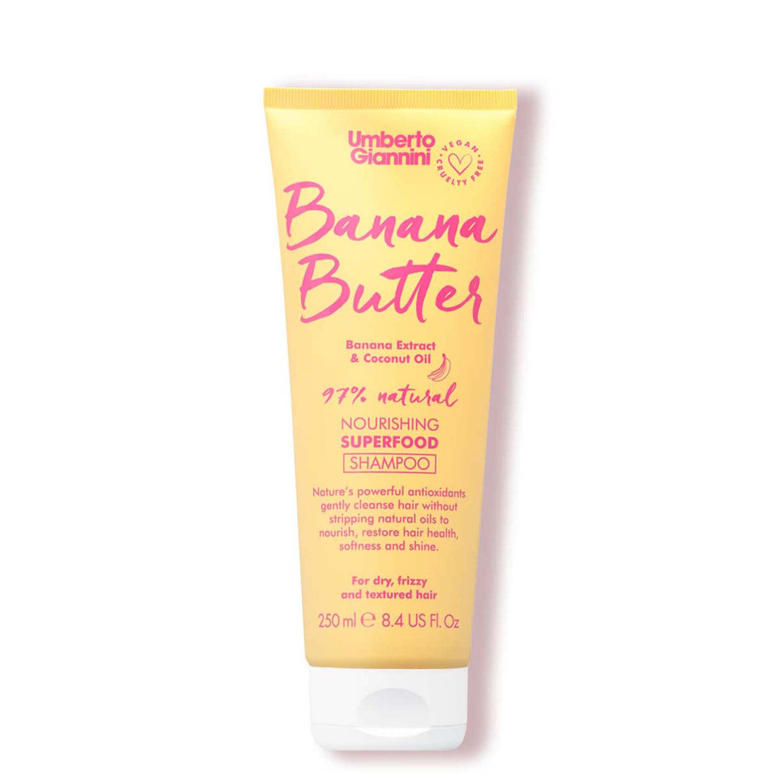 Umberto Giannini Banana Butter Nourishing Superfood Shampoo, Vegan & Cruelty Free Moisturising Formula for Dry, Textured or Frizzy Hair