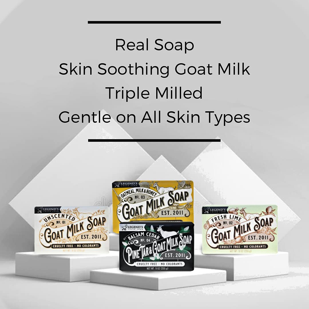 Legend's Creek Farm Goat Milk Soap - Triple Milled Moisturizing Soap Bar for Hands and Body - 9 Oz Creamy Lather, Nourishing, Natural Soap for Sensitive Skin Assorted Bundle
