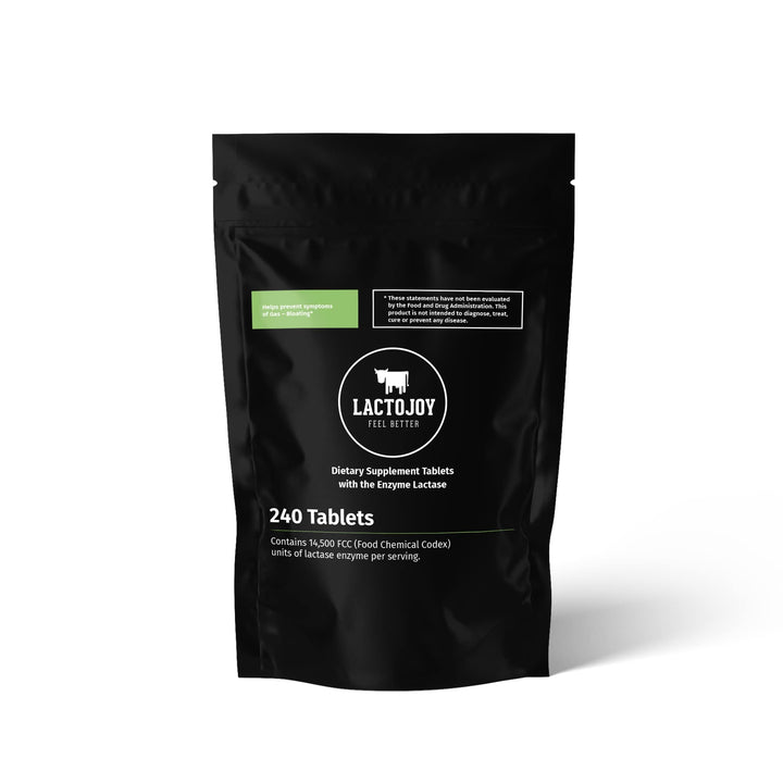 LactoJoy Lactase Pills I 240 Pieces Refill Package I Powerful Lactase Enzymes for Lactose Intolerance I Ultra Pure Lactase for Improved Digestion I 100% Vegan