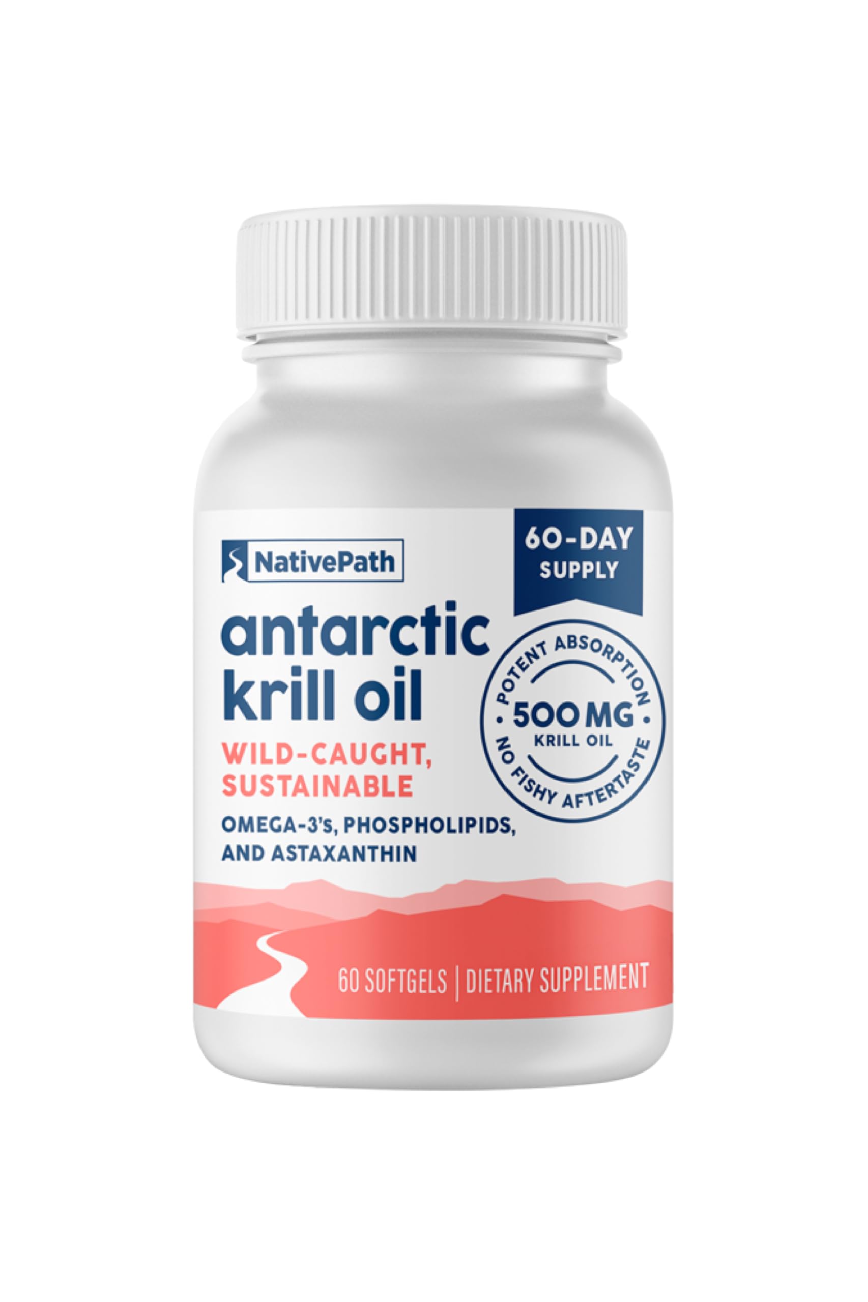 NativePath Antarctic Krill Oil - Wild-Caught Omega 3 Krill Oil 500mg Softgels with EPA, DHA and Astaxanthin - Supplement for Joint, Heart, Brain and Immunity - 60 ct - No Fishy Aftertaste