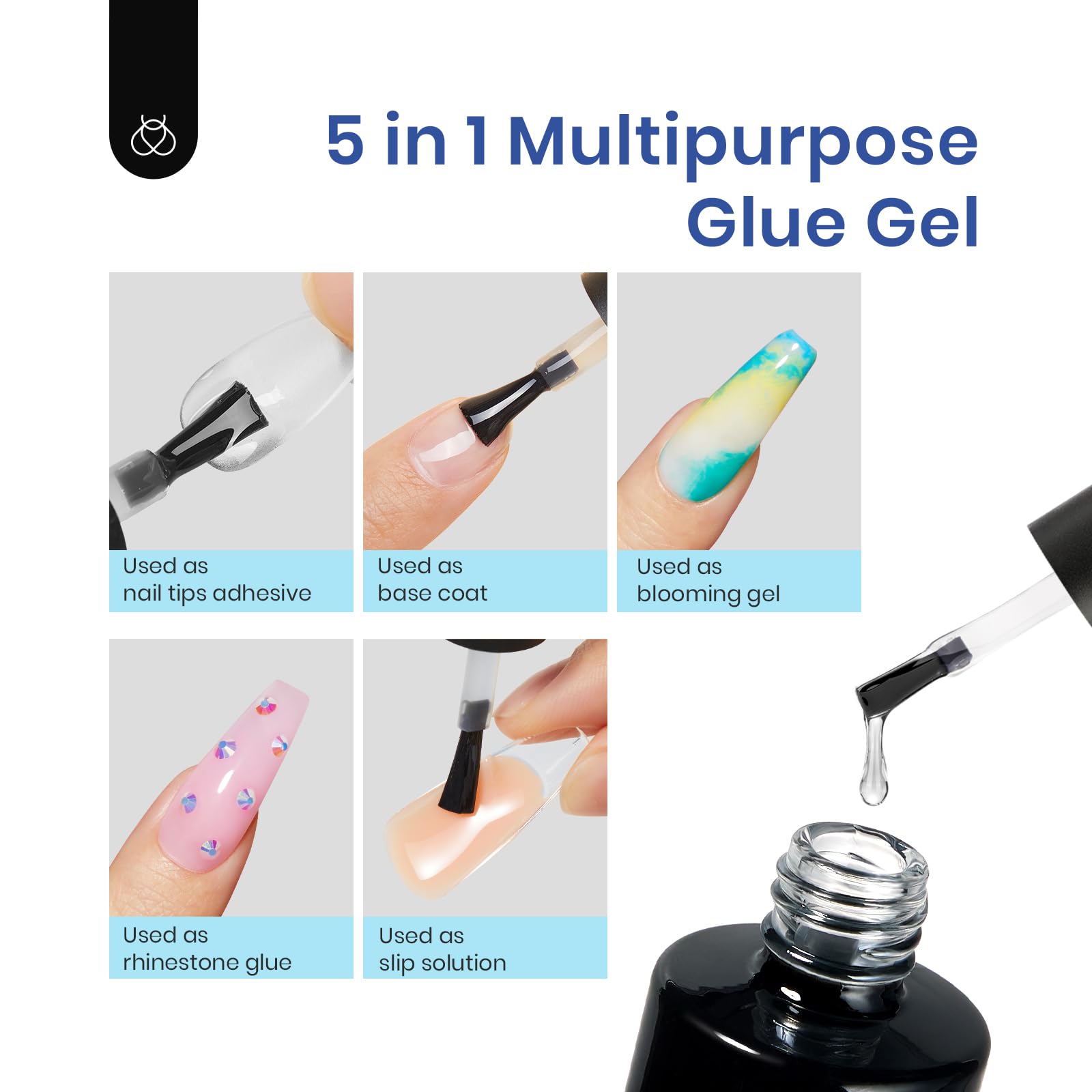 Beetles Gel Nail Kit Almond Nail Tips Easy Nail Extension Set 5 In 1 Nail Glue Gel with Pre shaped Medium Almond Nail Tips & UV Nail Lamp Acrylic Nail Clipper DIY Art Gifts for Her