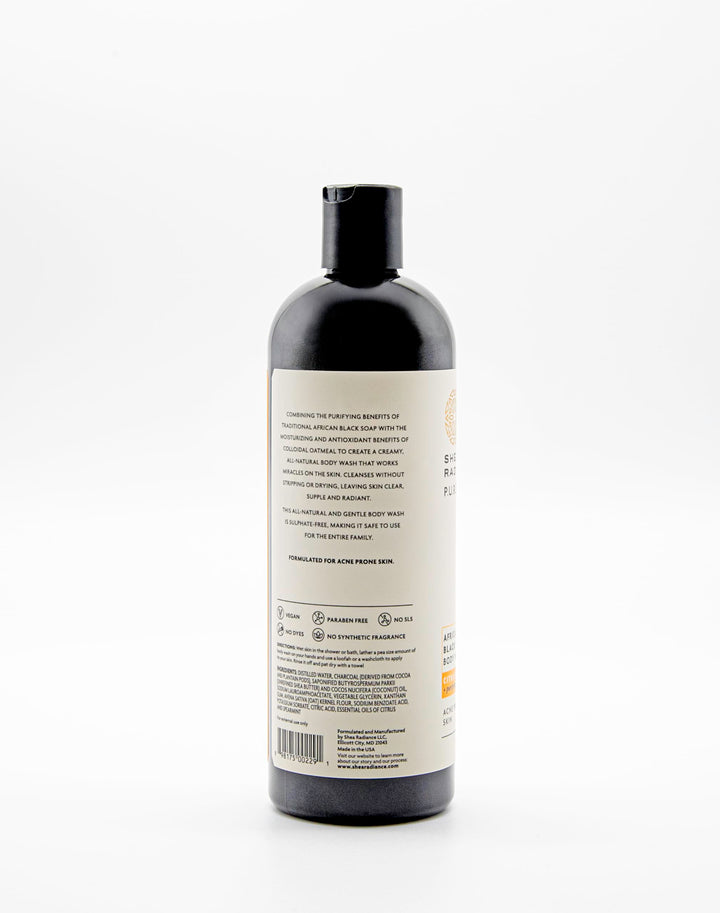 Shea Radiance African Black Soap Body Wash - Dry Skin, Eczema, Rashes, Blemish Cleanser | Citrus Spearmint (16 oz)