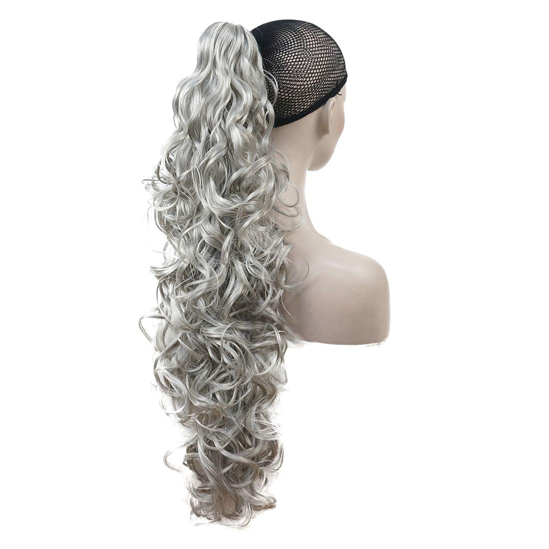Lydell 30 Long Curly Styled Clip In Claw Ponytail Hair Extension Synthetic Hairpiece 280g with a jaw/claw clip #51 Silver Gray