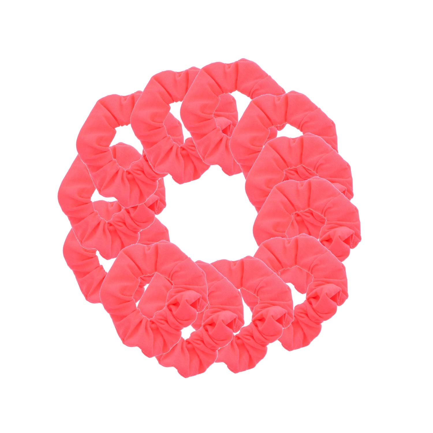 Motique Accessories Neonpink: 12 Pack Solid Hair Ties Scrunchies - Neonpink