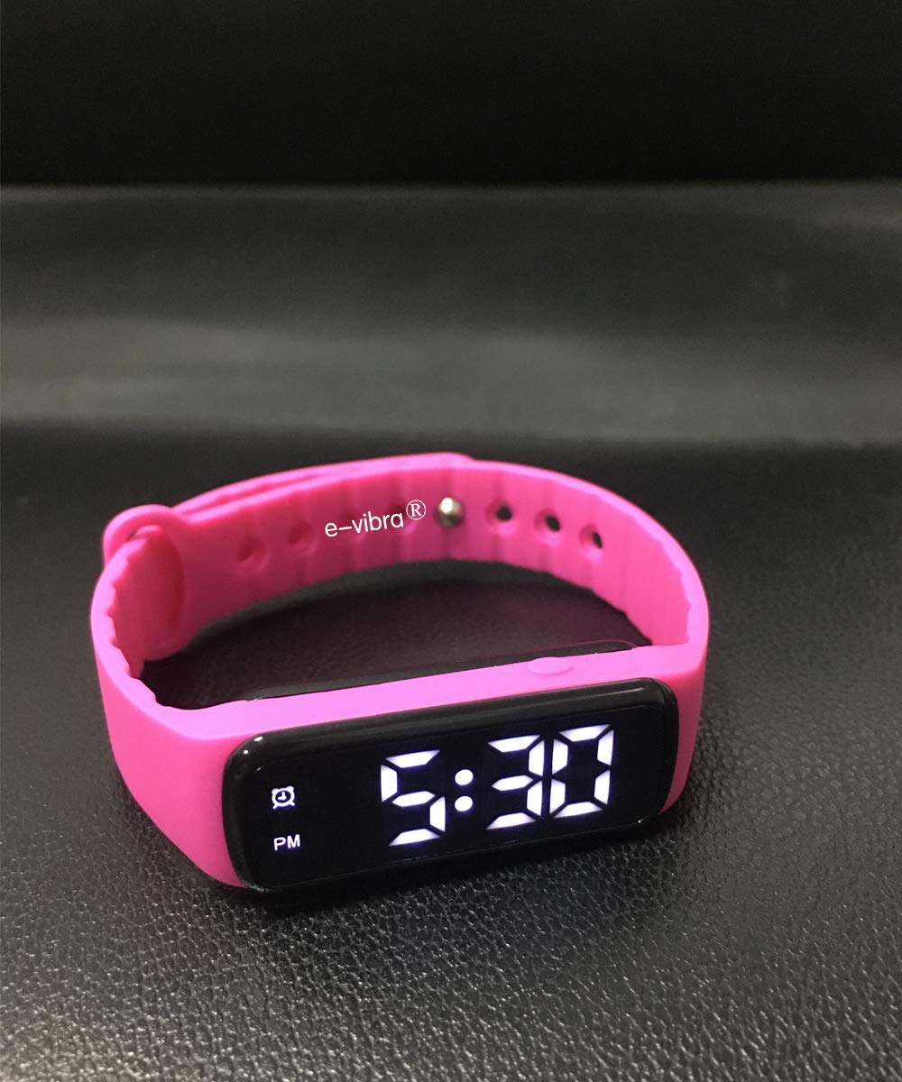 e-vibra 8 Alarm Vibrating Alarm Watch Medical Reminder Watch - with Timer and 8 Daily Alarms (Hot Pink - Large)