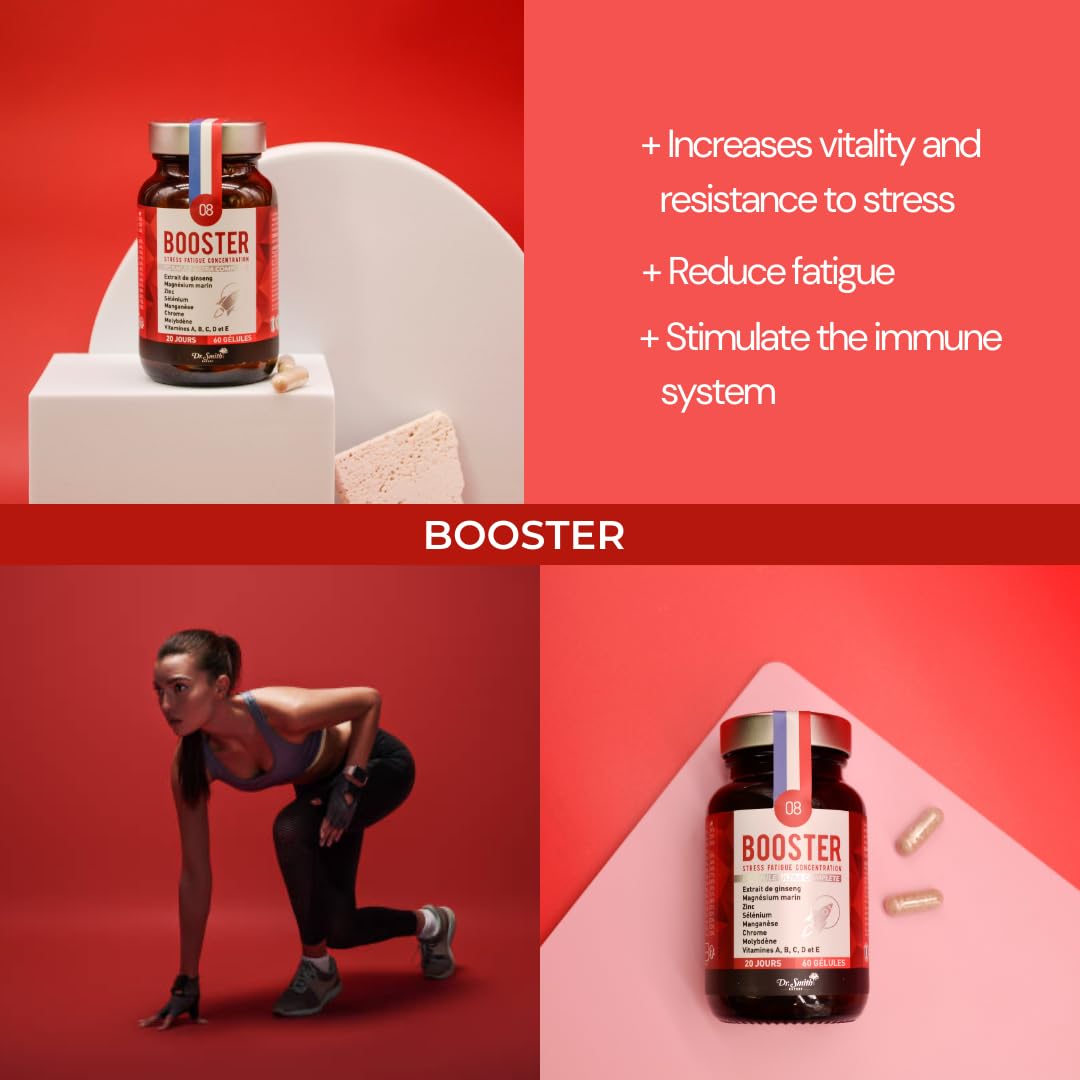 DR.SMITH EXPERT Booster Complex - Zinc, Selenium, Chromium, Marine Magnesium, Vitamin B and C - Clean Natural Ingredients - Energy Booster, Stress Reliever.