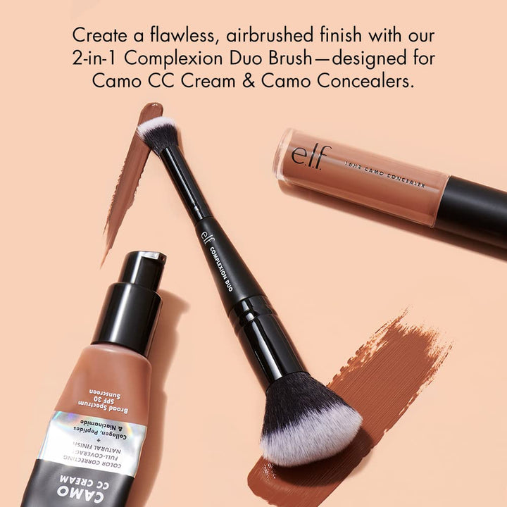 e.l.f. Complexion Duo Brush, Foundation & Concealer Applicator, Airbrushed finish