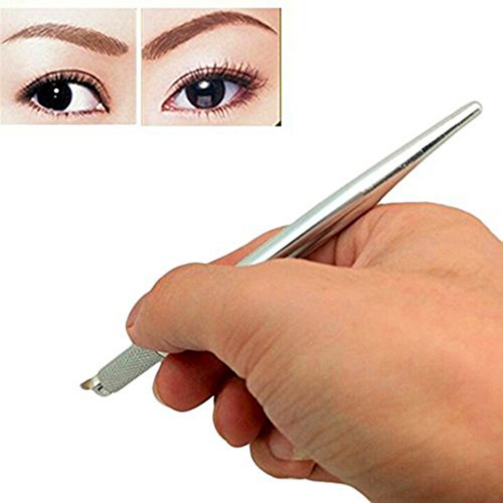 Pinkiou 3D Microblading Pen Silver Manual Tattoo Eyebrow Pen 5 Pieces For Permanent Makeup Supplies Machine Tool