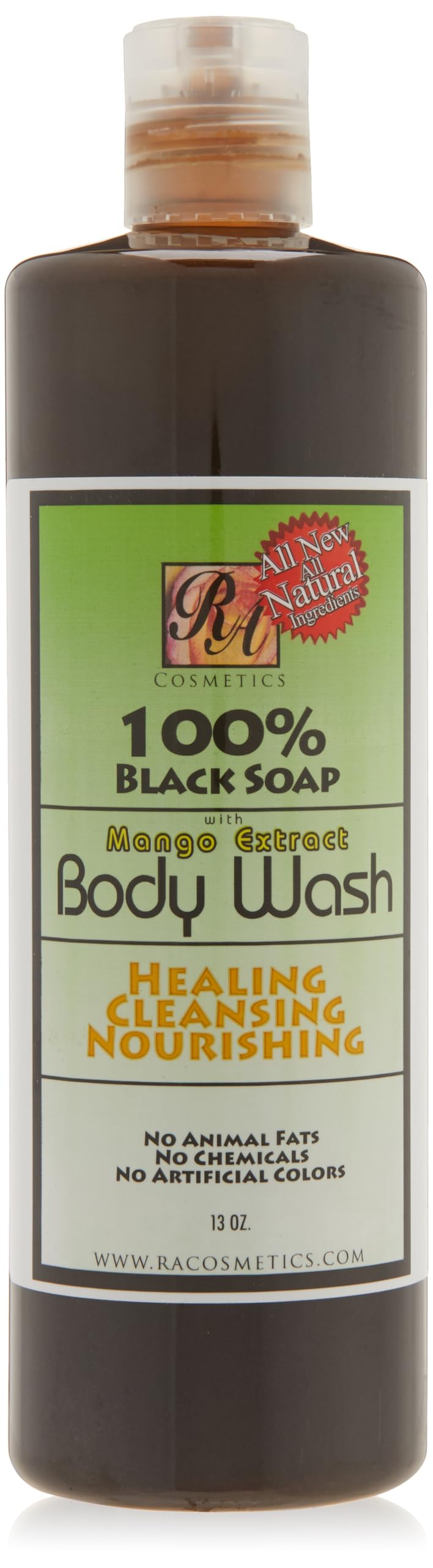 RA COSMETICS 100% Black Soap Body Wash Mango Scent 13 Fl Oz