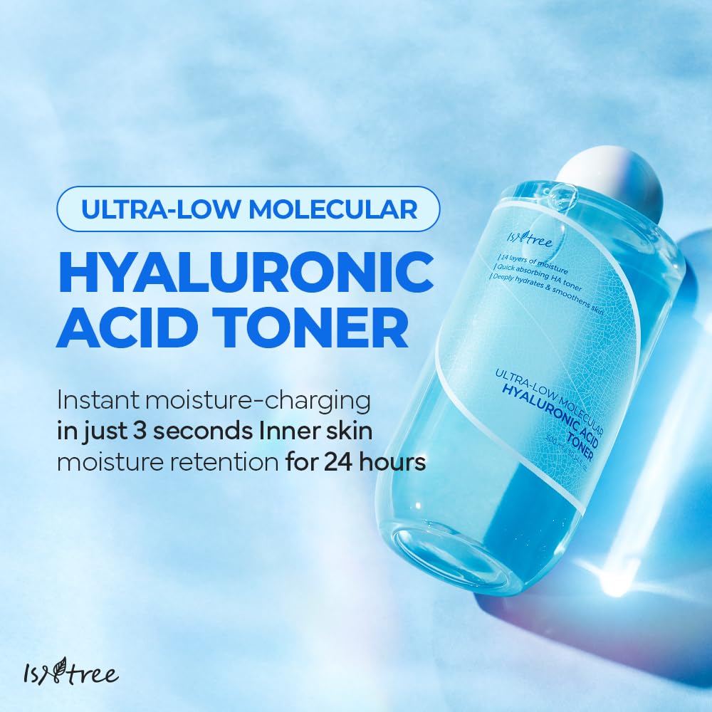 ISNTREE Ultra-Low Molecular Hyaluronic Acid Toner 300ml, 10.14 fl.oz | Korean Skincare | Quick Absorbing | Deep Hydration & Skin Smoothing | Vegan Skincare