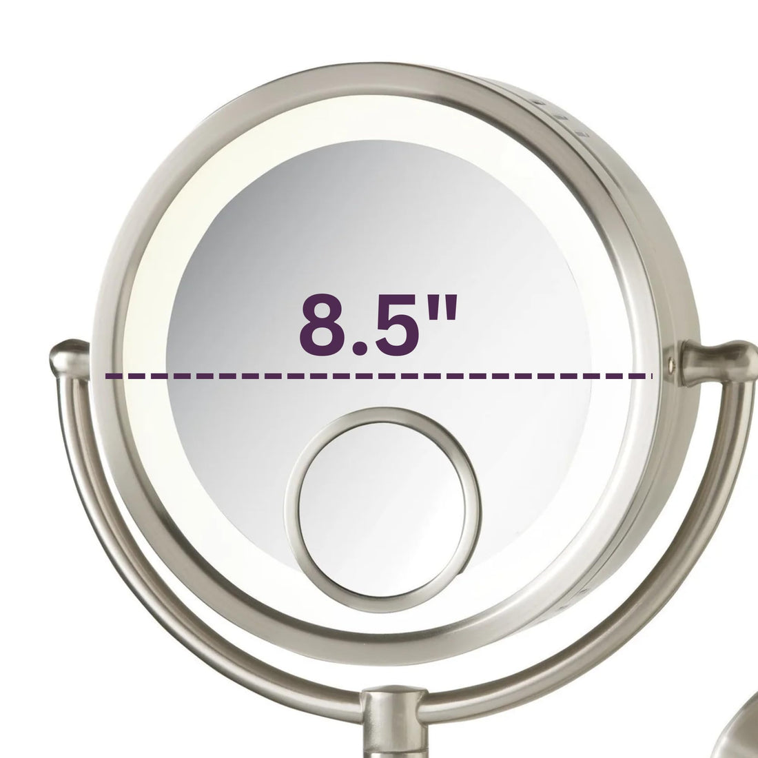 Jerdon HL8515N 8.5-Inch Lighted Wall Mount Makeup Mirror with 7x and 15x Magnification, Nickel Finish