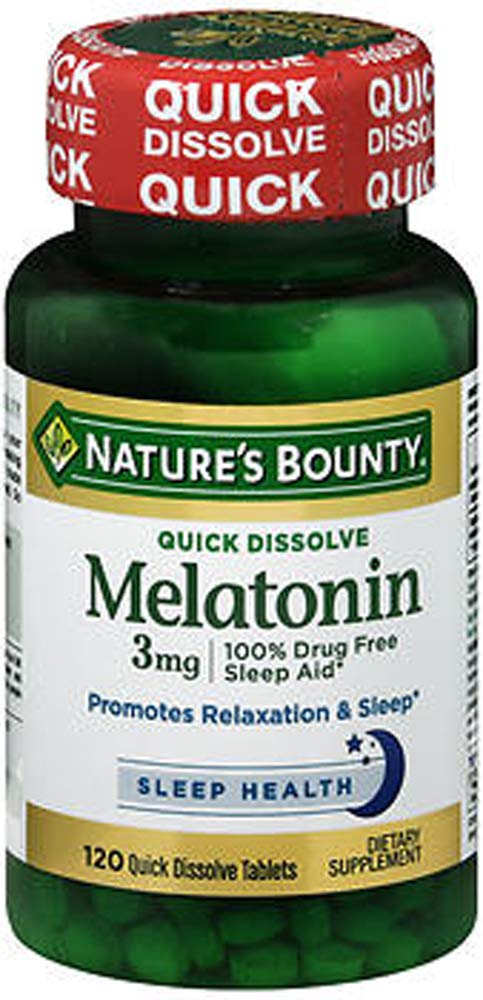 Nature's Bounty Melatonin 3 mg, quick dissolve, 120 Tablets (Pack of 3)