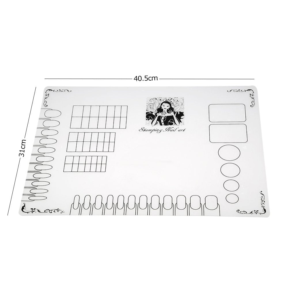 Anself Nail Art Silicone Mat Foldable Washable Table Pad Nail Practice Workspace Design Plate For Stamping Reverse Stamp