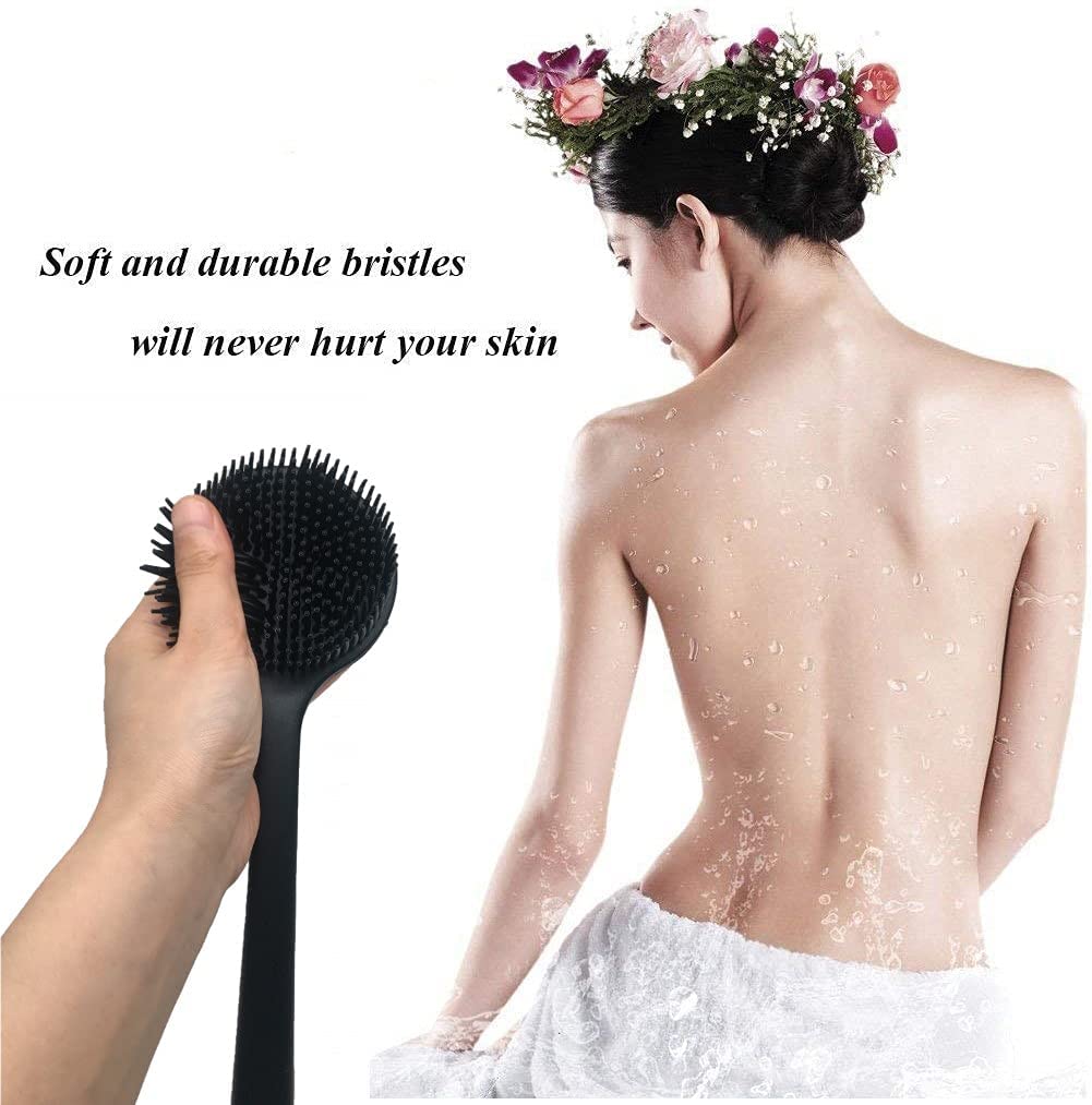 Cinlitek Silicone Body Scrubber, Long Handle Back Scrubber for Shower, Silicone Body Brush Shower Scrubber For Body, Shower Srush Back Brush Body Exfoliator