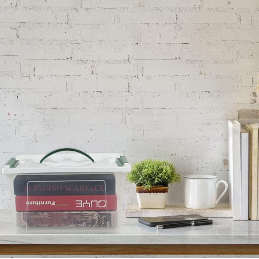 Saedy 14 Quart Latching Box, Great Funtionality Plastic Storage Bin with Lid, Clear Transparent Box with Handles