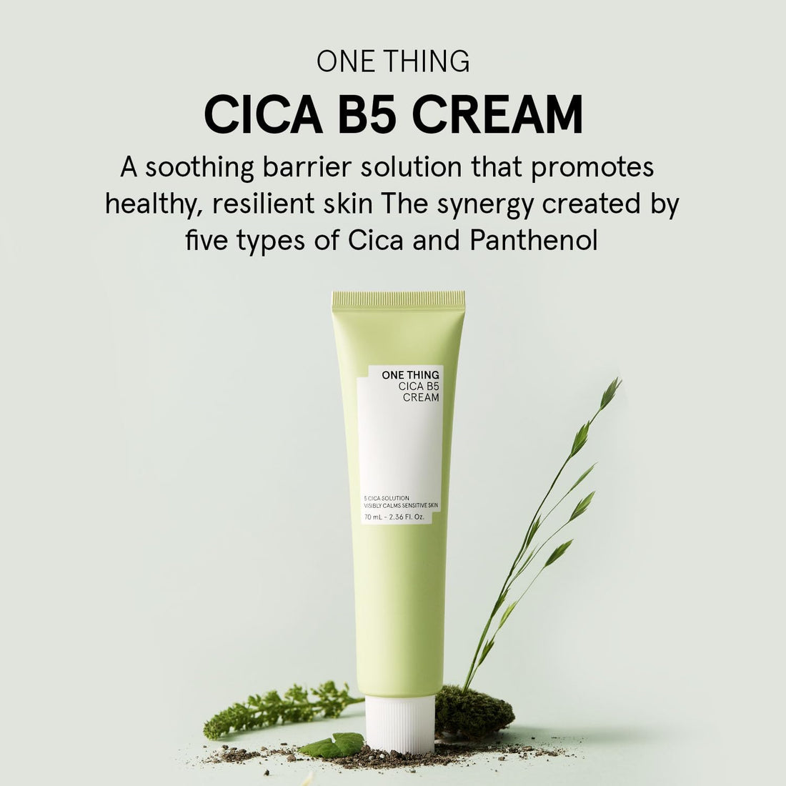 ONE THING CICA B5 Moisturizing Cream 2.36 fl.oz / 70ml | Korean Skincare, Ultimate Hydration and Barrier Strengthening for Sensitive Skin, Non-Greasy, Redness Relief