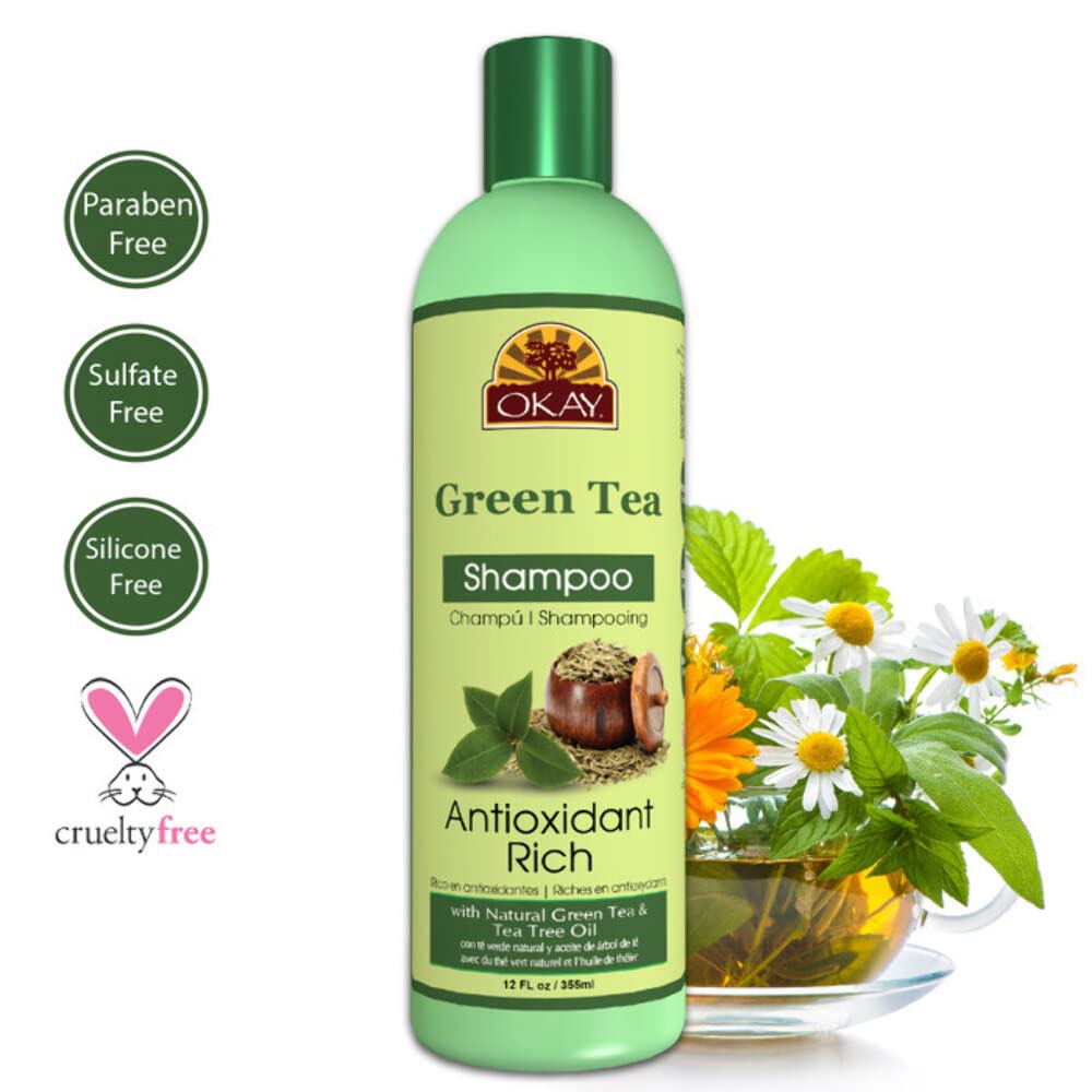 Okay Green Tea Nourishing Antioxidant Rich Shampoo, 12 Ounce