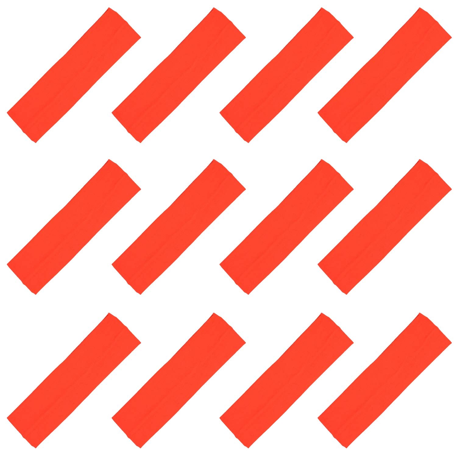 Kenz Laurenz Soft and Stretchy Elastic Cotton Headbands, Pack of 12 -Neon Orange