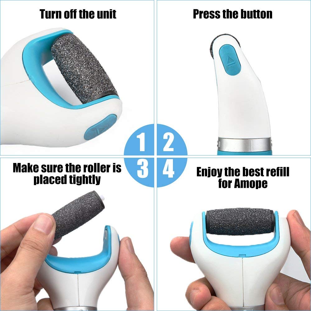 3 Extra & 2 Regular Coarse : 3 Extra Coarse & 2 Regular Coarse Replacement Roller for Amope Electronic Foot File Refill with Diamond Crystals