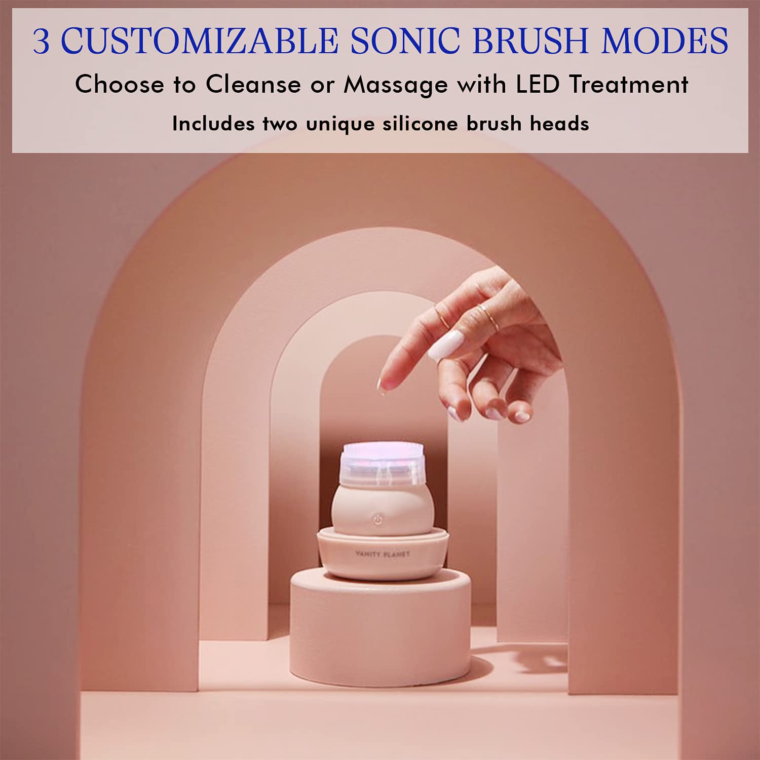 Vanity Planet LEDA Blue LED Silicone Face Brush - Deep Cleansing Light Therapy for Your Skin and Prevent Fine Lines, Wrinkles and Sunspots - Gentle for Sensitive Skin