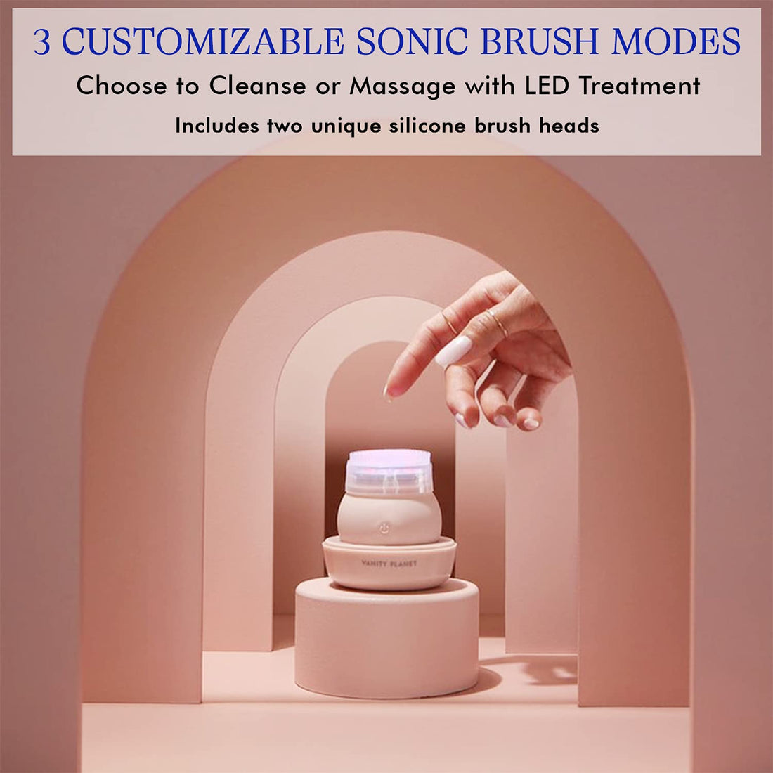 Vanity Planet LEDA Blue LED Silicone Face Brush - Deep Cleansing Light Therapy for Your Skin and Prevent Fine Lines, Wrinkles and Sunspots - Gentle for Sensitive Skin