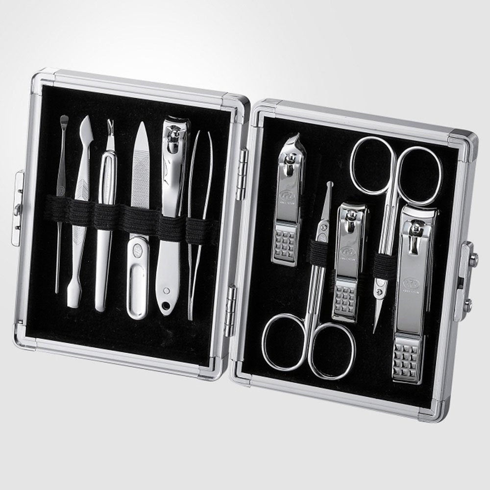 Three Seven 777 [Ts 16000 Svc] 11 Pcs Stainless Manicure Pedicure Cutter Nail Clipper Kit Set Tool (Silver)