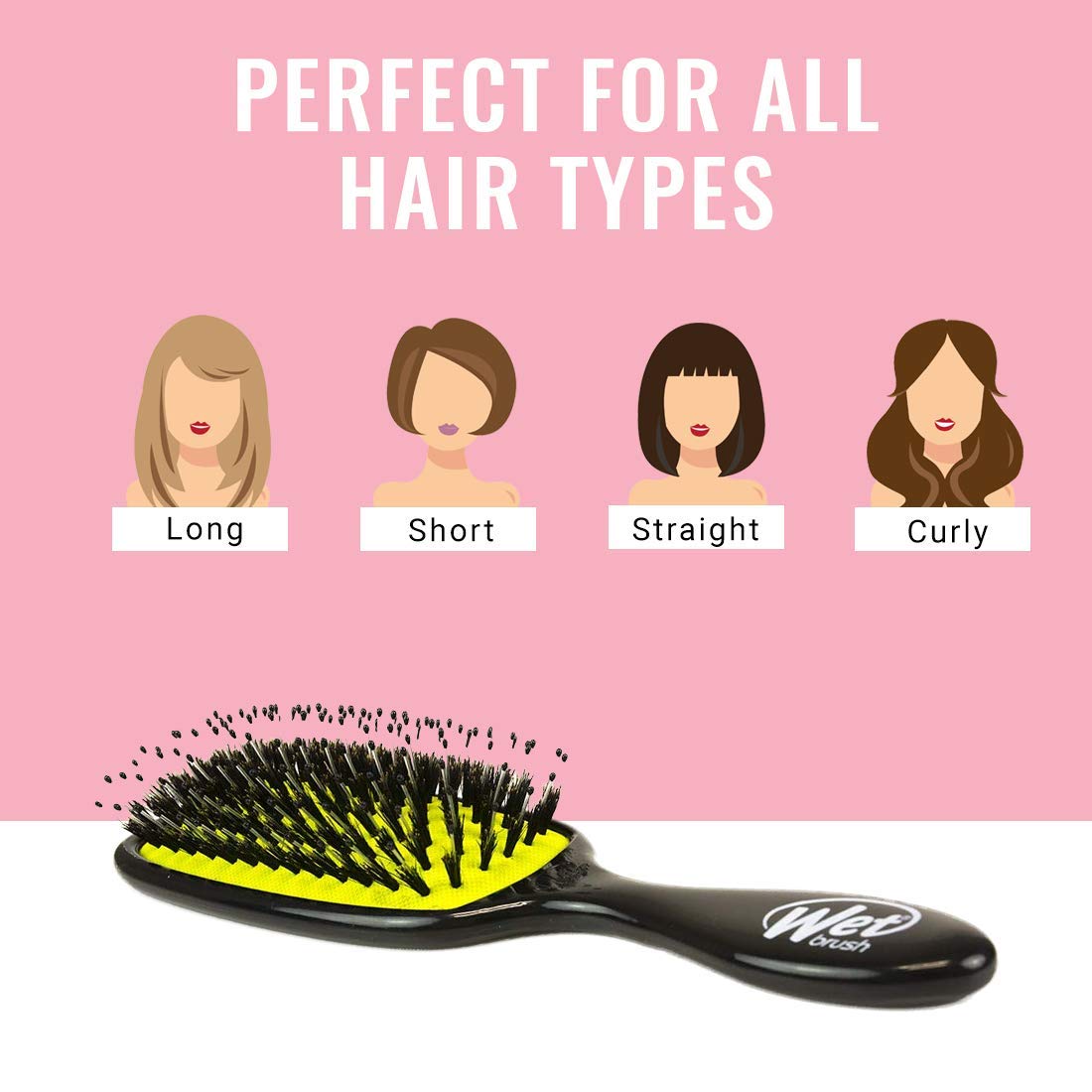 Wet Brush Shine Enhancer Hair Brush - Black - Exclusive Ultra-soft IntelliFlex Bristles - Natural Boar Bristles Leave Hair Shiny And Smooth For All Hair Types - For Women, Men, Wet And Dry Hair