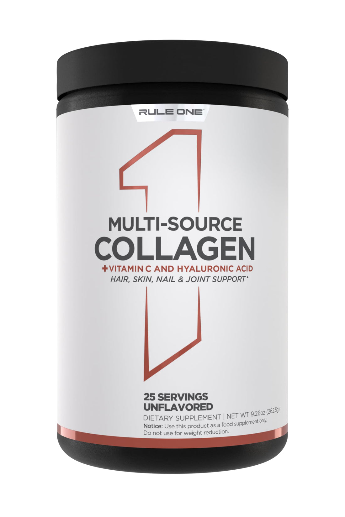 Rule 1 Multi-Source Collagen Powder - Bovine, Chicken, Fish & Eggshell Collagen Sources + Hyaluronic Acid & Vitamin C for Hair, Skin, & Nail Support (25 Servings, Unflavored)