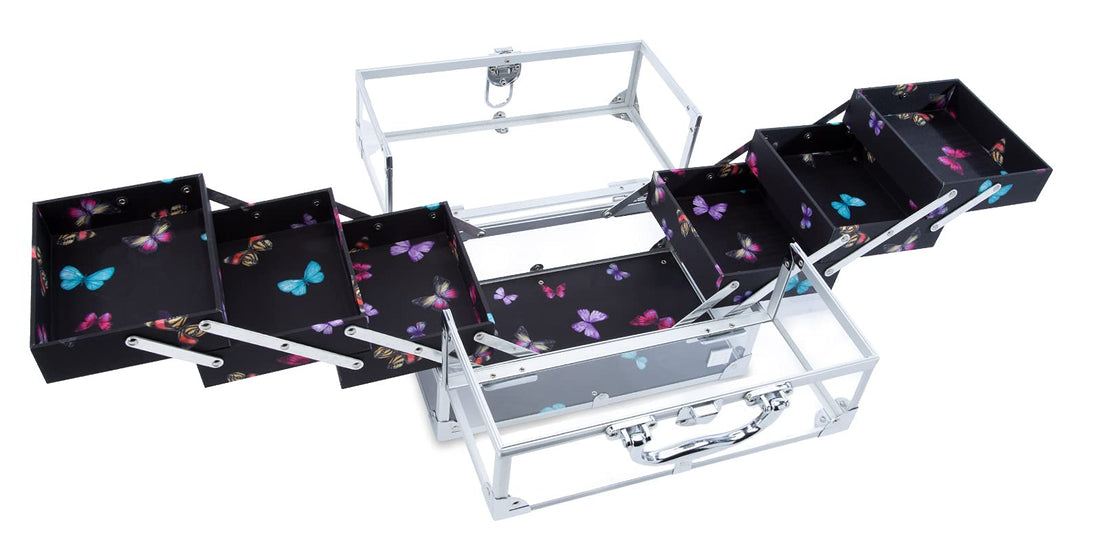 Caboodles Neat Freak Train Case | 6-Tray Cosmetic Organizer with Locking Latch