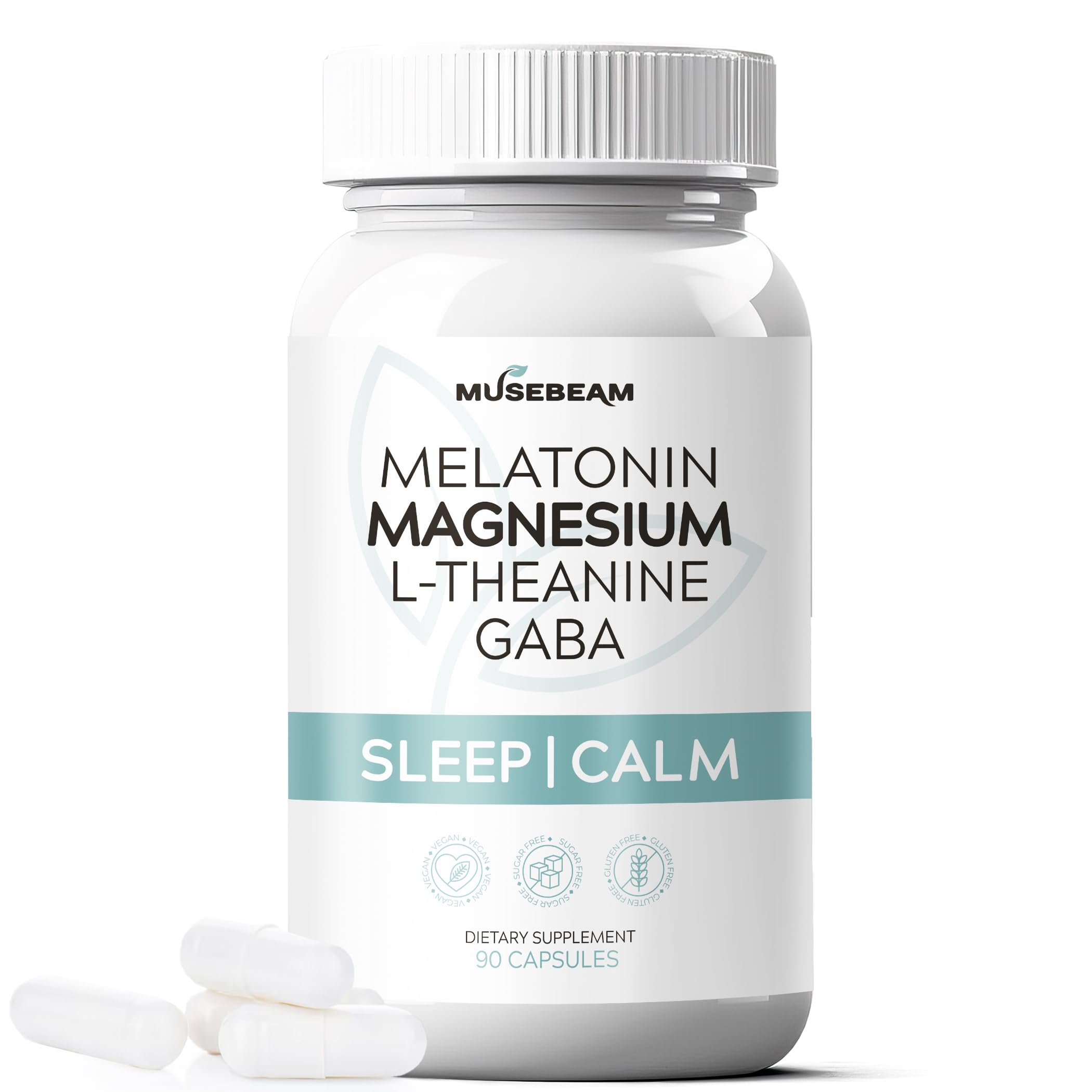Magnesium Glycinate 275mg Melatonin 5mg L-Theanine 200mg GABA 100mg Capsules - Full Rest Nighttime Bedtime Support Supplement for Men Women - Vegan Sugar-Free Gluten-Free