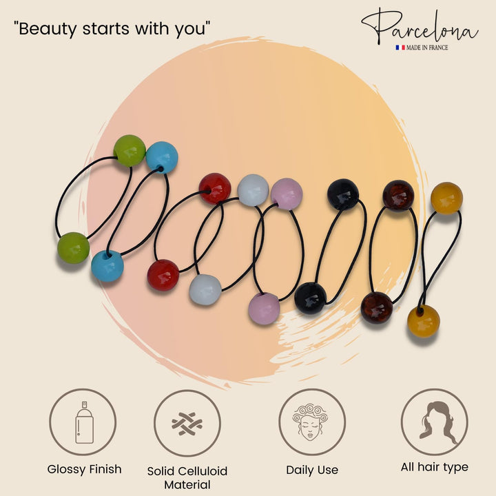 Parcelona France BOULI Ball Stretchable Ponytail Holder Elastic Hair Ties Bands Ponies
