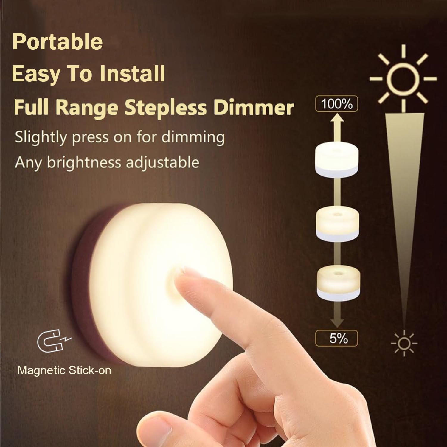 S SELDORAUK Touch Night Lights for Kids with Dimming Function, Rechargeable Nursery Night Light Kit (3000K Warm White 1Pack)