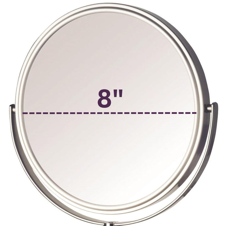 Jerdon JP7506N 8-Inch Wall Mount Makeup Mirror with 5x Magnification, Nickel Finish