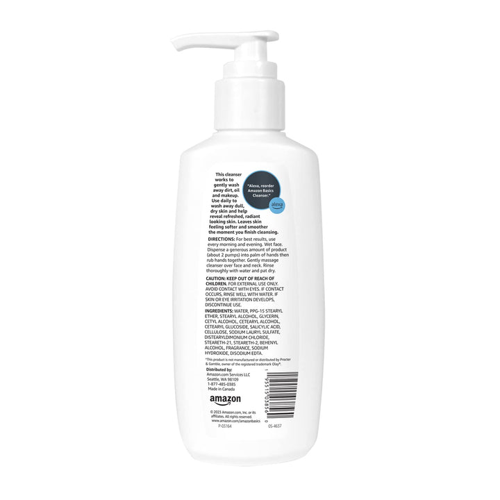 Amazon Basics Replenishing Cleanser Exfoliating Face Wash, Unscented, 6.78 fl oz (Pack of 1)