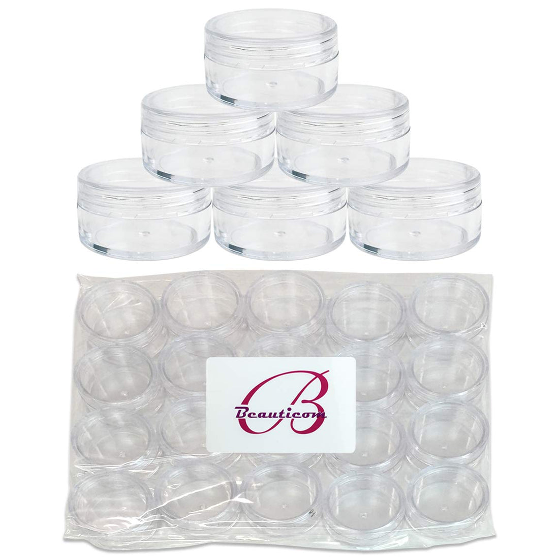 (Quantity: 300 Pieces) Beauticom 10G/10ML High Quality Round Clear Jars with Screw Cap Lids for Small Jewelry, Holding/Mixing Paints, Art Accessories and Other Craft Supplies - BPA Free