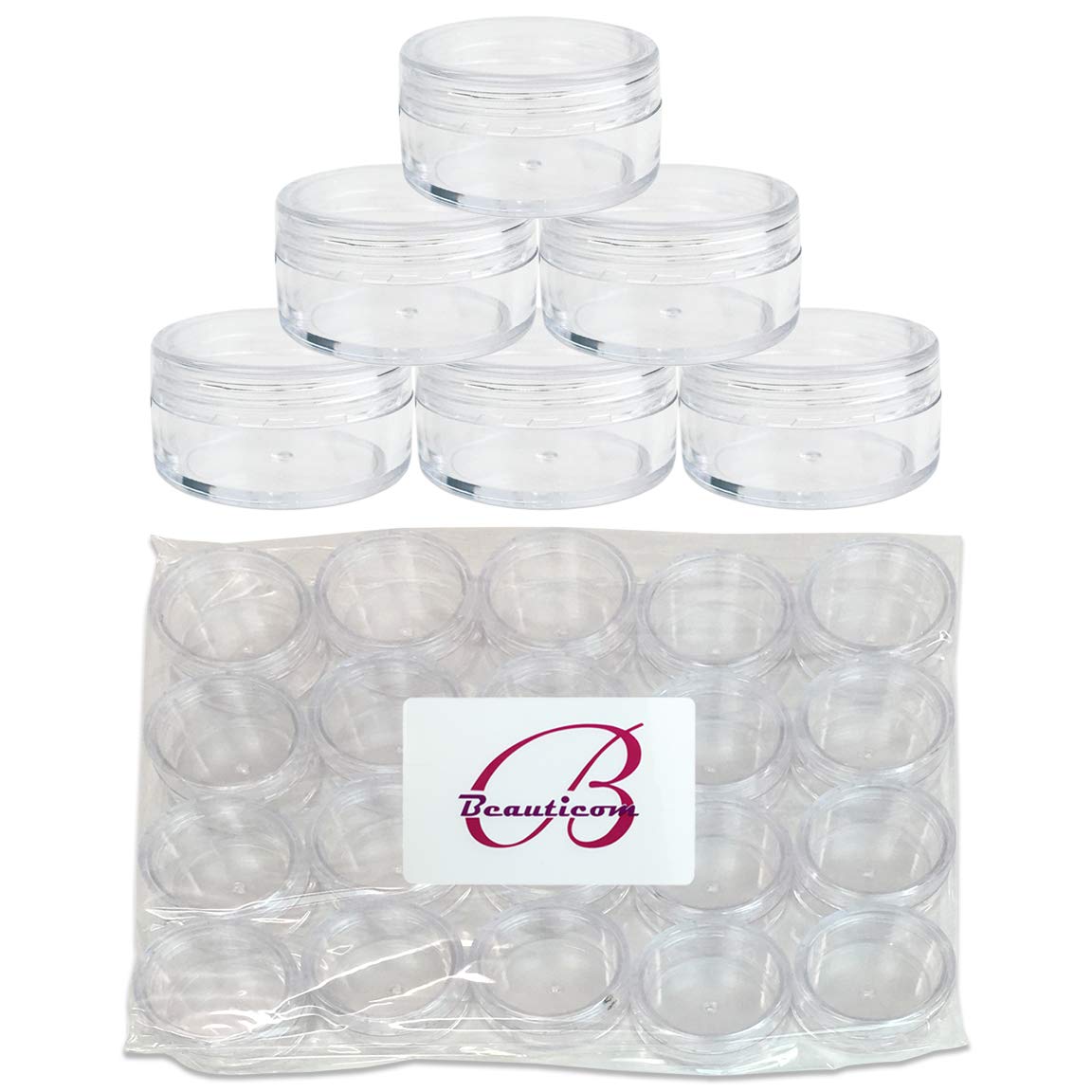 (Quantity: 100 Pieces) Beauticom 10 G/10 Ml High Quality Clear Lid Plastic Cosmetic Lip Balm Lip Gloss Cream Lotion Eyeshadow Container Jars