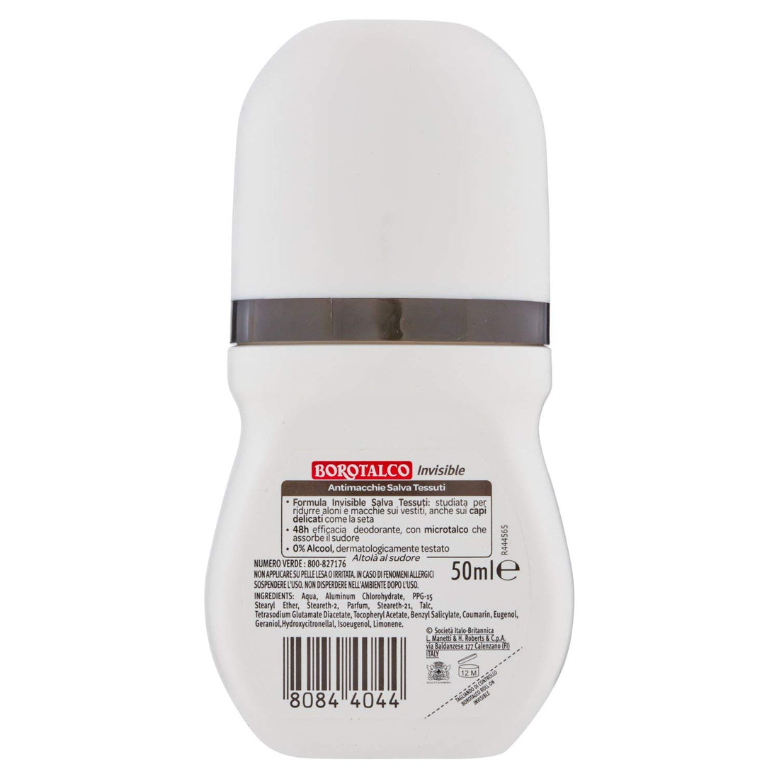 Borotalco:Invisible Anti-Stain Deodorant 1.69 Fluid Ounces (50ml) Deo Roll On [ Italian Import ]