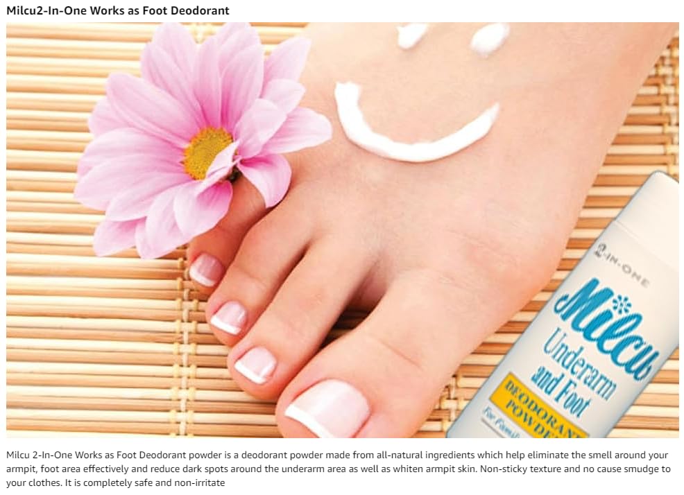 Milcu Underarm & Foot Deodorant Powder 80 grams Large Size