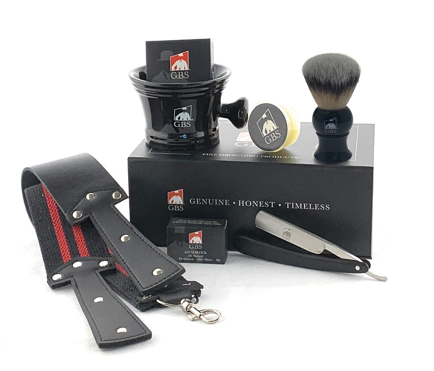Straight Razor Shaving Set 5/8 with Stone, Leather 20 Strop and Case